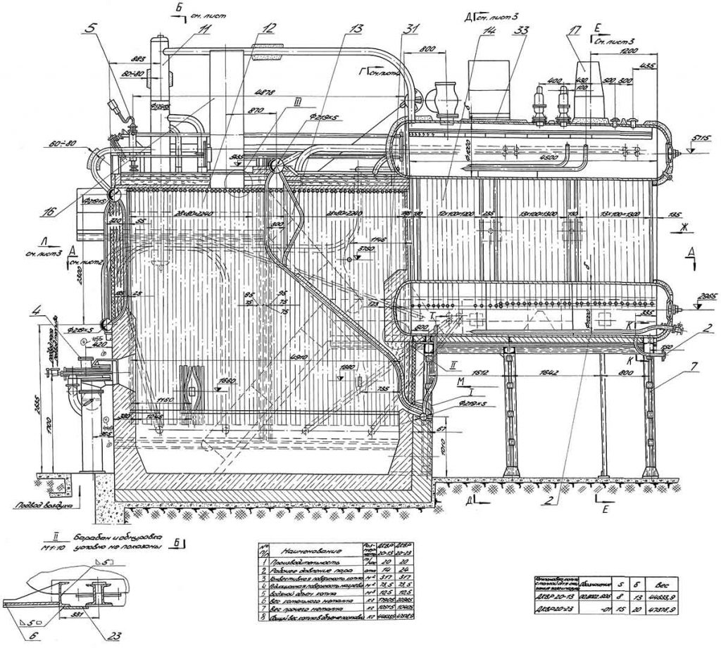Чертеж парового котла ДКВр-20-13 ГМ