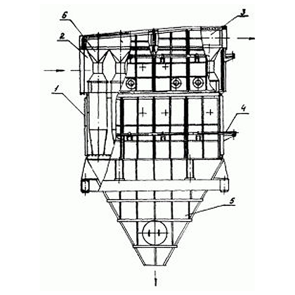 Схема батарейного циклона БЦ-512-Р-2-(6х5)