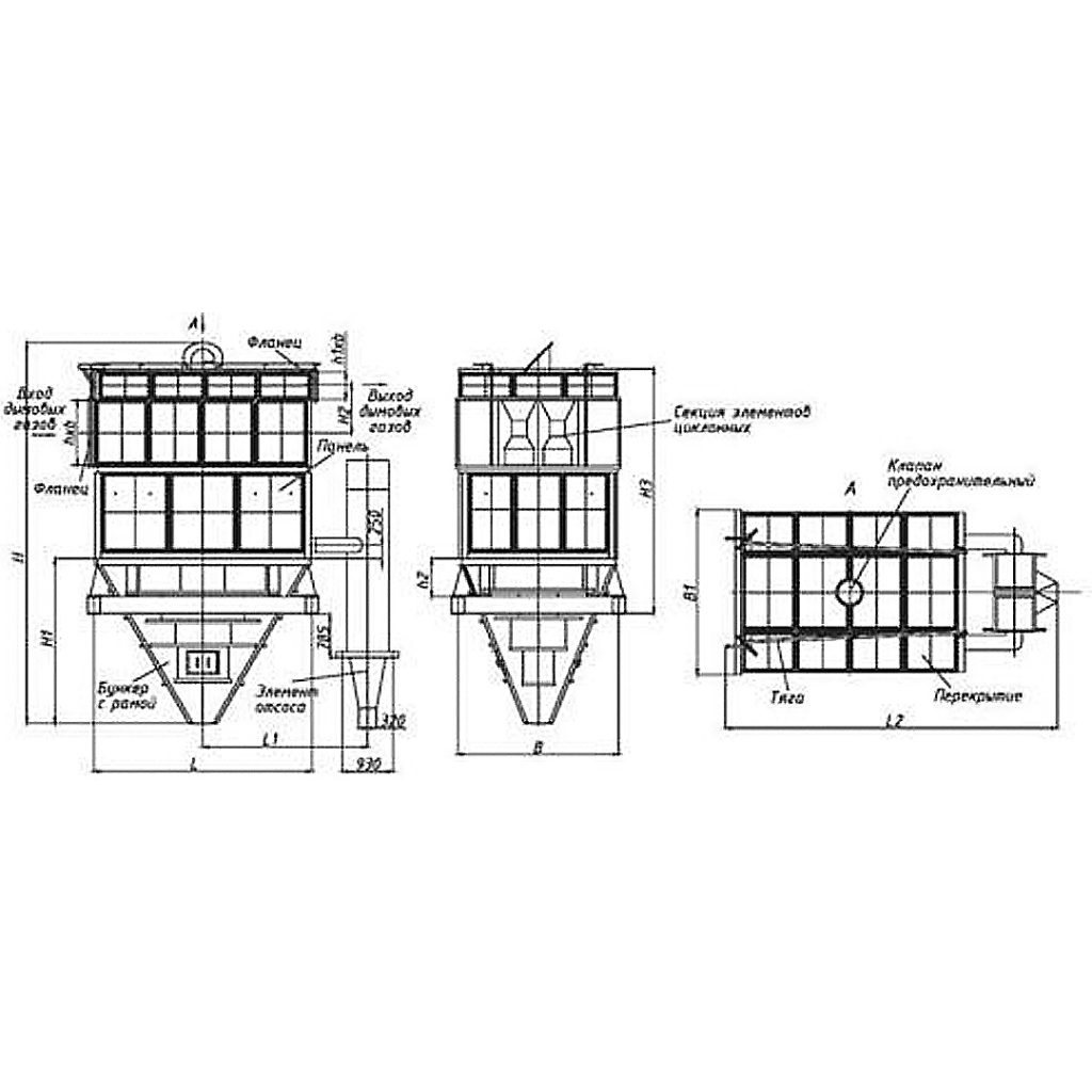 Чертеж батарейного циклон БЦ-259-(3×2)