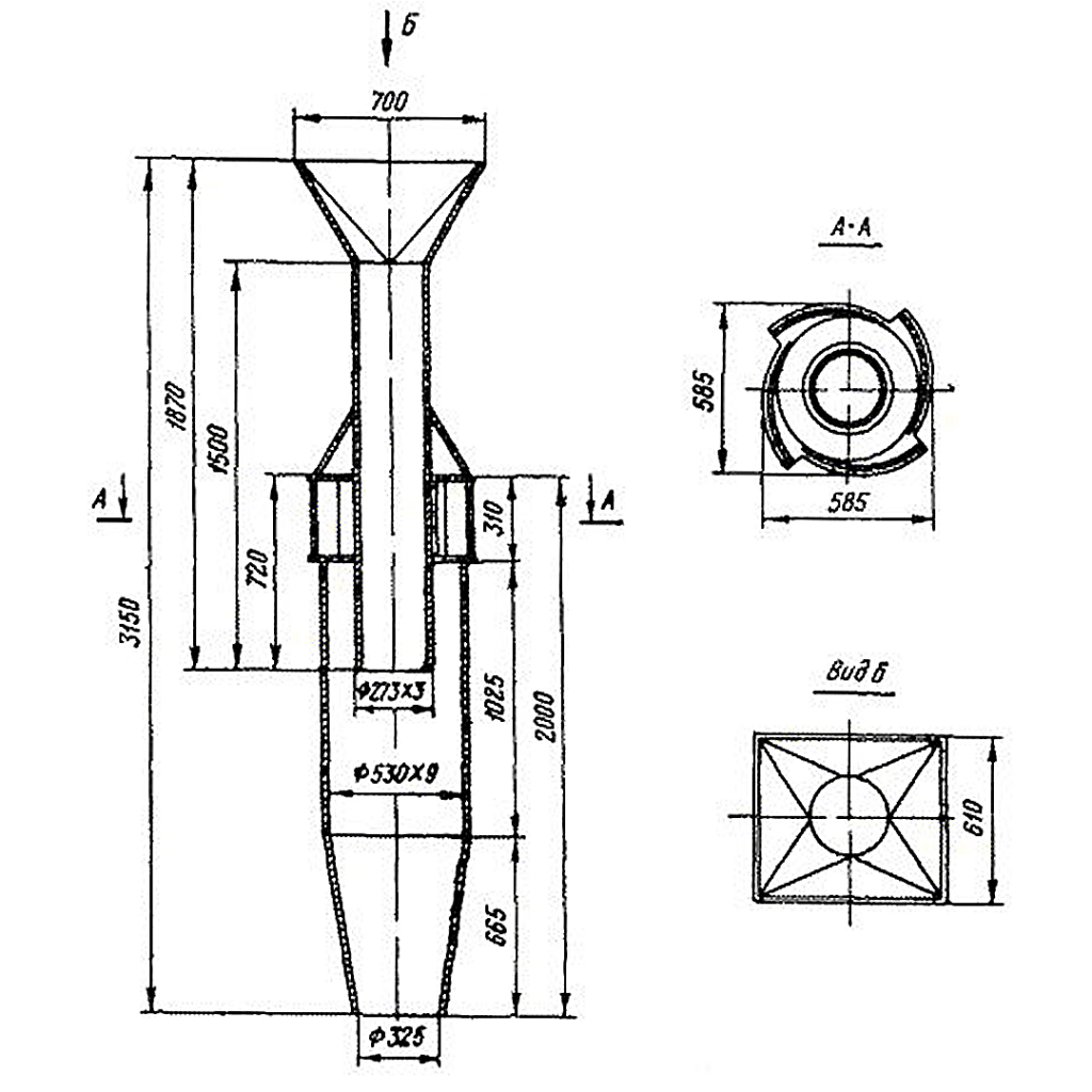 Чертеж батарейного циклона БЦ-512-Р-1-(4х6)