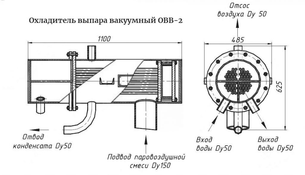 Чертеж охладителя выпара вакуумного ОВВ-2